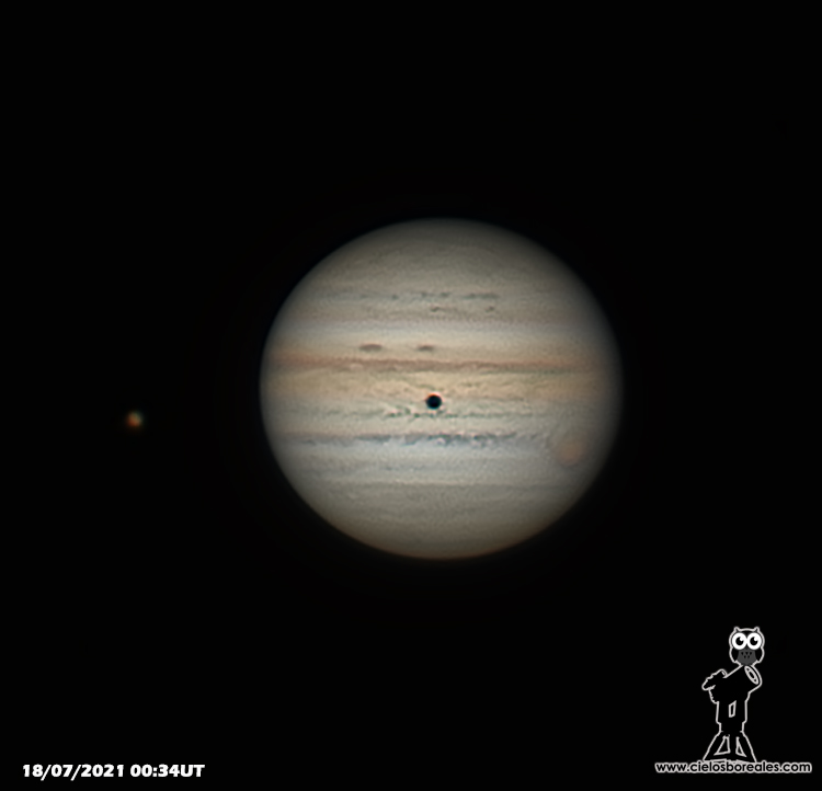 Ganimedes y su sombra sobre Júpiter